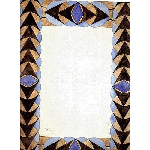 Peinture Originale Signee Annee 1931 / Pour Collection Ou Encadrement Decoratif / Theme : Dessins Geometriques / Frises