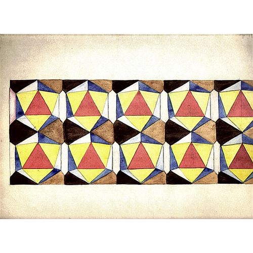 Peinture Originale Signee Annee 1931 / Pour Collection Ou Encadrement Decoratif / Theme : Dessin Geometrique