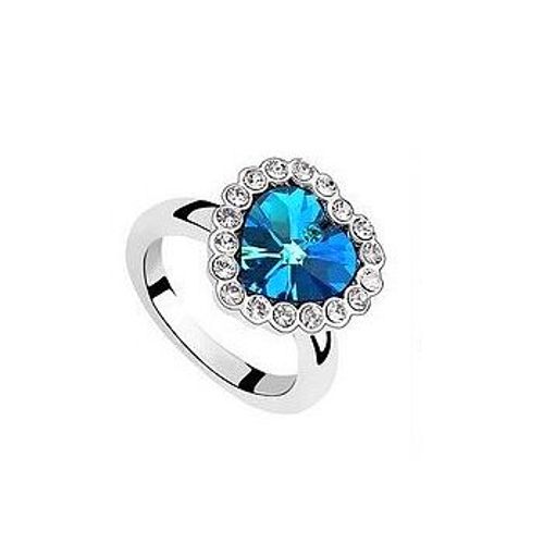 Bague Coeur Zirconium Bleu