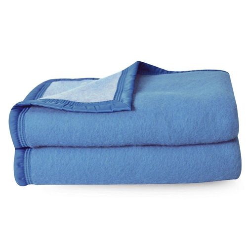 Couverture Pure Laine Vierge Woolmark 500g/M² Volta 180x240 Cm Bleu Azur