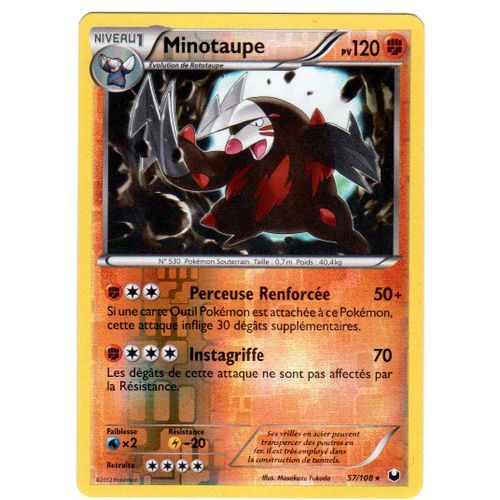 Carte Pokémon Minotaupe Holo Reverse 57/108 N & B Explorateurs Obscurs Fr Neuf
