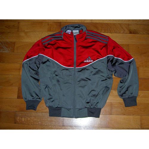 Veste De Survêtement Jogging Rouge Et Grise Foncée Adidas Taille 8 Ans