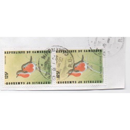 Timbre République Cameroun Animaux Oiseau Rouge Gorge 