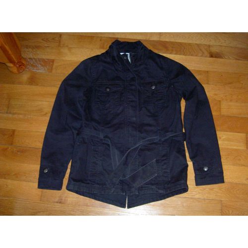 Blouson En Jean Noir Uni Doublé Avec Ceinture Intégrée Bilook Taille 12 Ans 