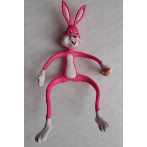 Figurine Souple,Lapin Rose Avec Carotte