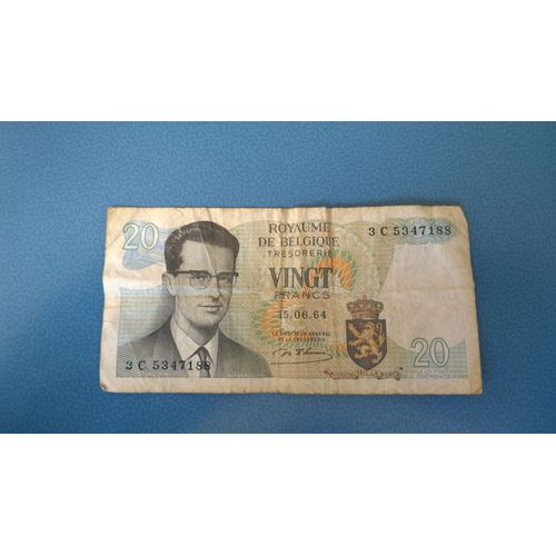 Billet De 20 Franc Royaume De Belgique 15 . 06 . 64