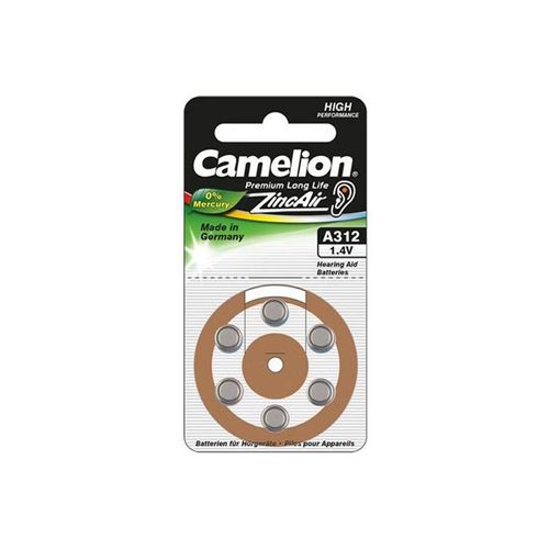 6 piles pour appareil auditif Camelion Zinc-Air A13 0% Mercury/Hg - Marron
