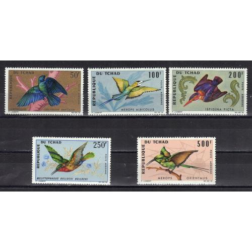 Tchad Poste Aerienne 1966 : Oiseaux Divers - Série Entière De 5 Timbres À 1100 F. Neufs * Cote 26 