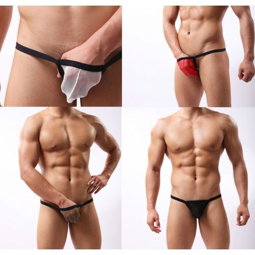 Slip String Filet Transparent M L Xl Homme Viril Thong Man Underwear 