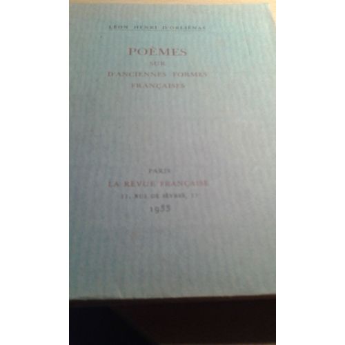 Poemes Sur D'anciennes Formes Francaises