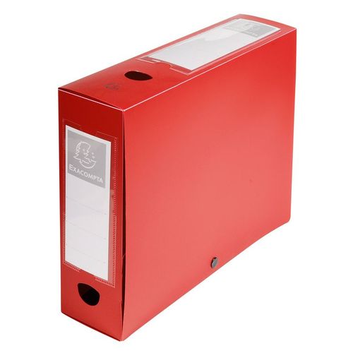 Exacompta Lot De 10 Boîtes De Classement Fermeture À Pression Pp Dos De 80 Mm Rouge