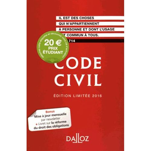 Code Civil - Edition Limitée