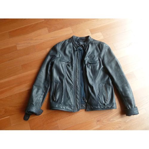 Veste Cuir Sud Express Cuir - Taille 36 - Bleu Marine