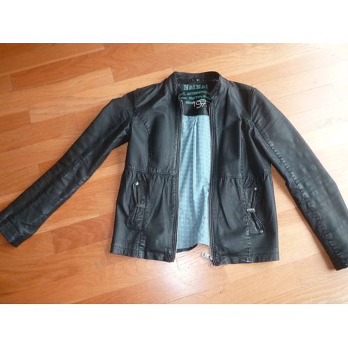 Veste Naf Naf En Cuir 34 - Couleur Noire 