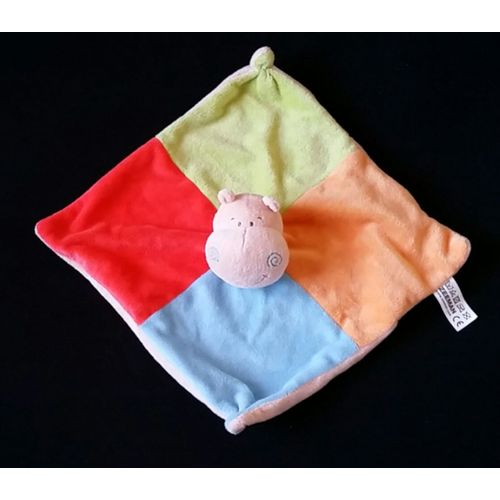 Doudou Plat Hippopotame Orange Bleu Vert Zeeman