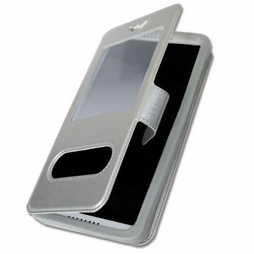 Etui Housse Coque Folio Argent Pour Logicom L-Ement 450 By Ph26