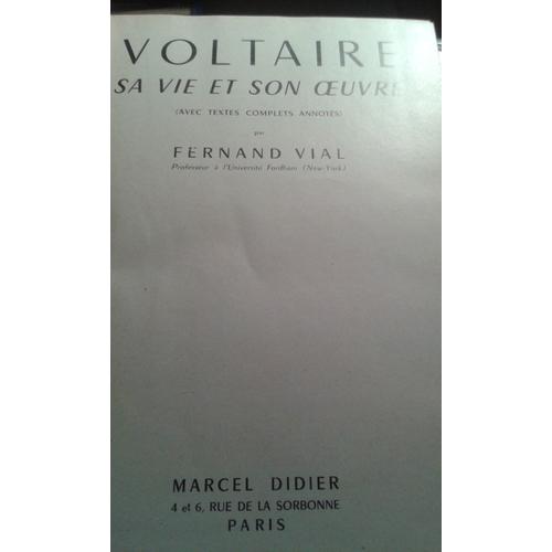 Voltaire Sa Vie Son Oeuvre