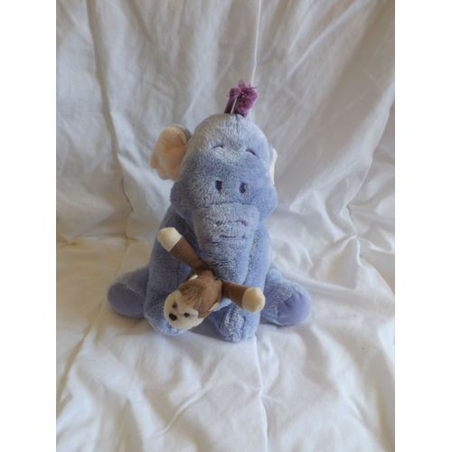 Peluche Éléphant Mauve Lumpy Et Singe