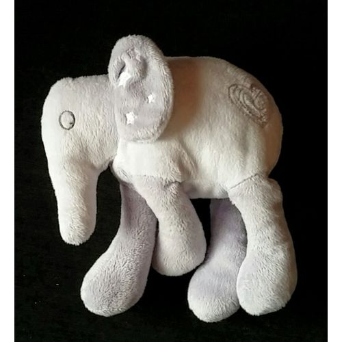 Doudou Éléphant Blanc Et Gris Étoiles Grain De Blé