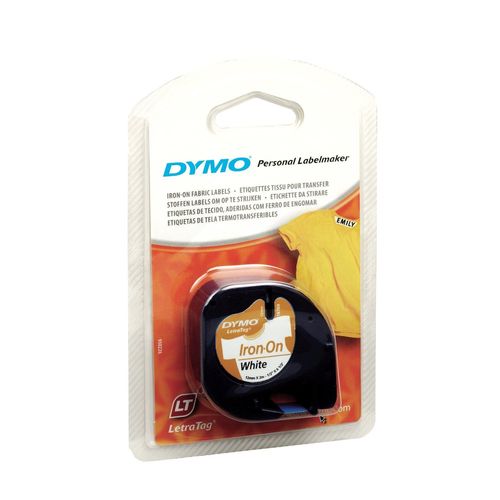 Dymo Lot De 3 Cassettes Ruban Letratag Textile Repassable 12 Mm X 2 M Noir Sur Blanc