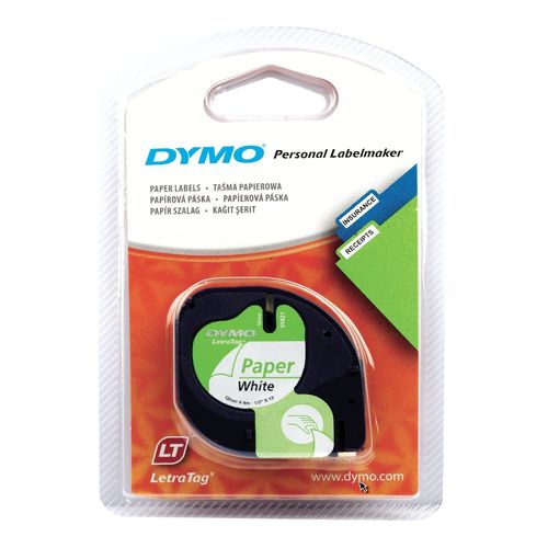 Dymo Lot De 3 Cassettes Ruban Letratag Papier 12 Mm X 4 M Noir Sur Blanc