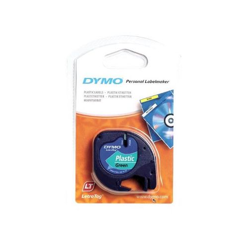 Dymo Lot De 10 Cassettes Ruban Letratag Polyester 12 Mm X 4 M Noir Sur Vert
