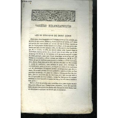 Extrait Bulletin Du Bouquiniste - Variete Bibliographiques - Les Vii Stations De Siant Denis - Correspondance -Bertrand De Vignolles