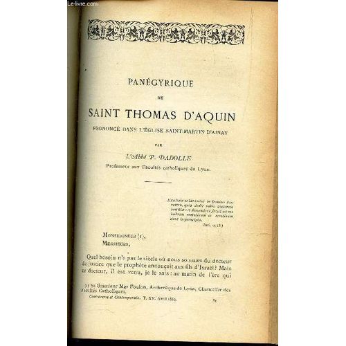 Panegyrique De Saint Thomas D'aquin Prononcé Dans L'eglise St Martin D'ainay / Qui A Fait Le Xviie Siecle?.