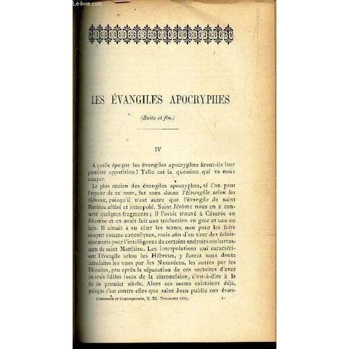 Les Evangiles Apocryphes (Suite Et Fin) Du Chap.Iv À Vi / Louis Veillot - Notes Et Souvenirs D'un Collaborateur (À Suivre) / Authenticite Du Mariale De Saint Anselme / Les Juifs A Travers Le ...