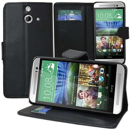 Etui Portefeuille Pour Htc One (E8) 5.0" Support Video Cuir Pu - Noir