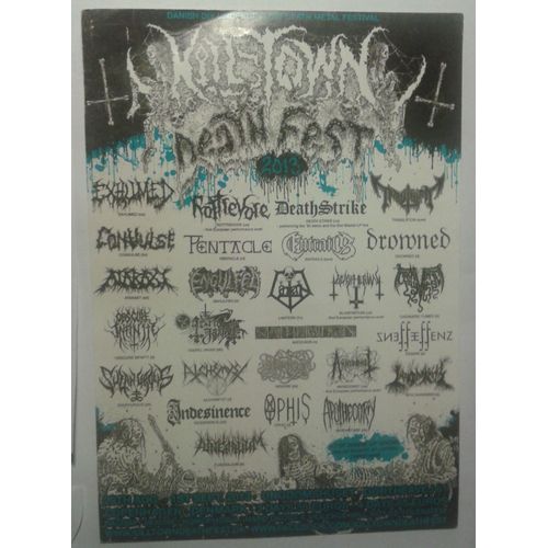 Autocollant Kill Town Death Festival 2013 Pentacle Exhumed Deathstrike Engulfed...
