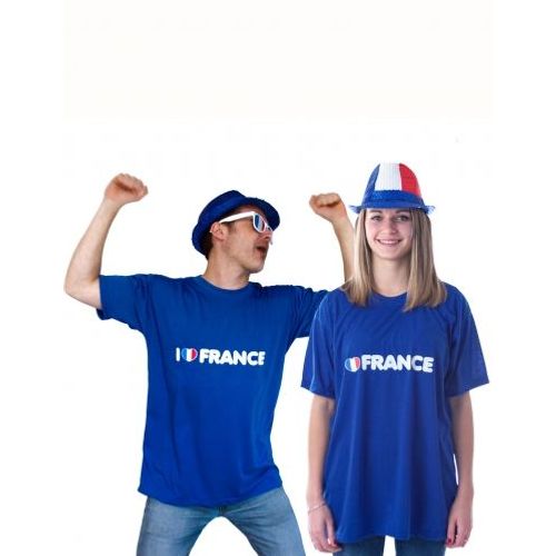 T-Shirt I Love France Supporter Adulte, Taille Large