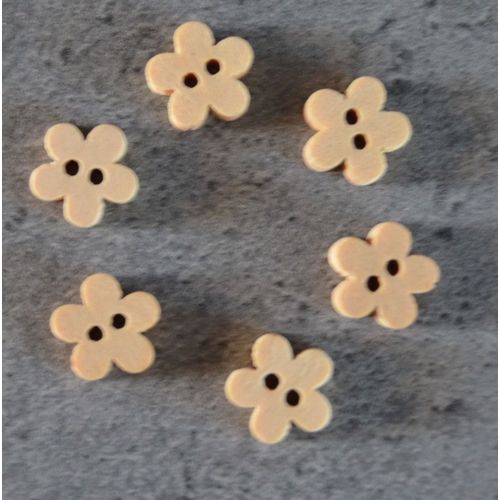 6 Boutons Fleurs En Bois Couture Layette Scrapbooking Loisirs Tricot Mercerie