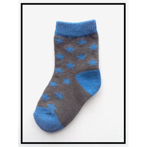 Paire De Chaussettes Neuves - Bleu Roi Et Gris Foncé Anthracite - Mixte Pour Bébé Fille Ou Garçon Garcon Enfant - Bleues Grises Imprimé À Étoiles Étoile - Chaussette 17 / 19 = De 6 / 9 Mois À 12 Mois