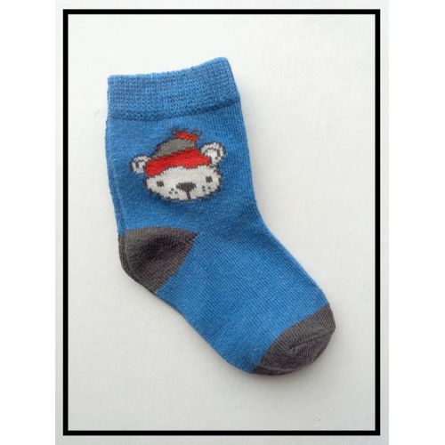 Paire De Chaussettes Neuves - Bleu Roi Gris Foncé Anthracite - Mixte Pour Bébé Fille Ou Garcon Garçon Enfant - Bleues Grises Motif Ours Ourson Nounours Bonnet Rouge - 17 / 19 = De 6 / 9 Mois À 12 Mois