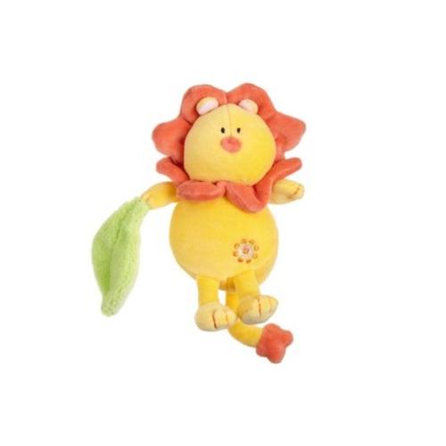 Peluche Lion Löwe Doudou Hochet Grelot Jaune Orange Feuille Verte Baby Jemini 21 Cm 