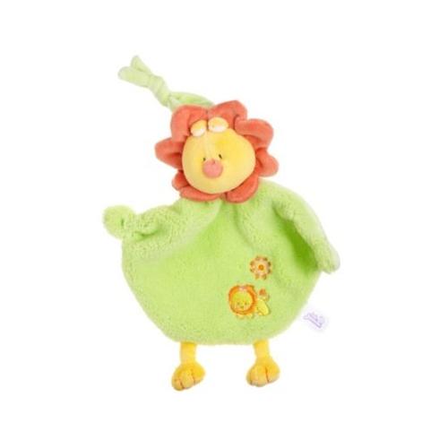 Peluche Fleur Lion Löwe Doudou Hochet Plat Jaune Orange Jaune Vert Baby Jemini Bras Lien Accroche 