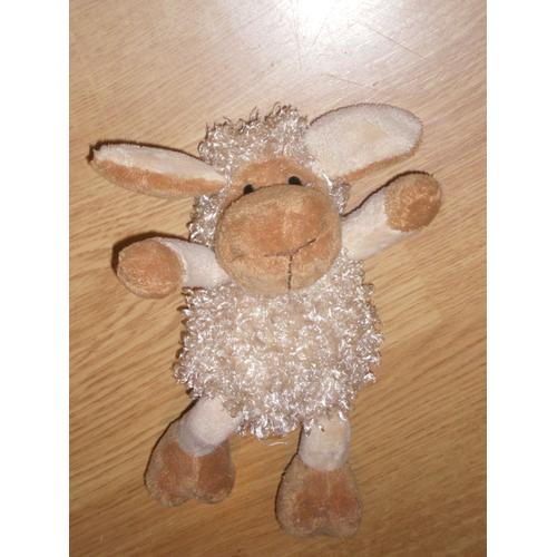 Peluche Doudou Mouton Sheep Schaf Beige Crème Caramel Marron Tout Doux Jemini Planet Pluch Plush 17 Cm