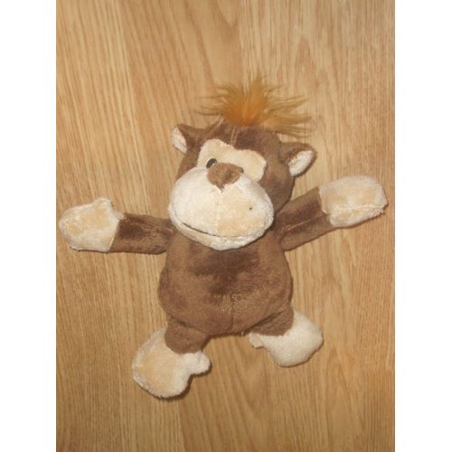Doudou Peluche Singe Monkey Affe Jungle Planet Plush Pluch Marron Beige 18 Cm Baby 