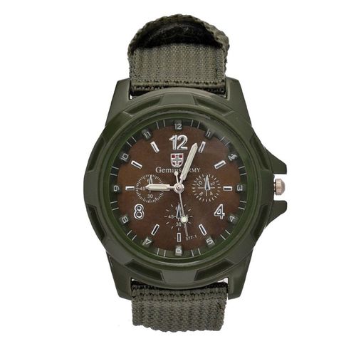 Vert Montre Homme En Acier Inoxydable Du Sport Militaire Poignet De Style De L'armée De Quartz Analogique