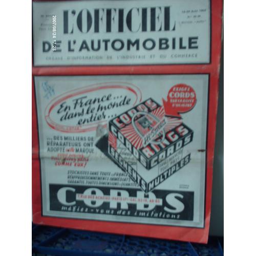 L ' Officiel  De  L ' Automobile N°  33 6 35  //   16-90/08/1952