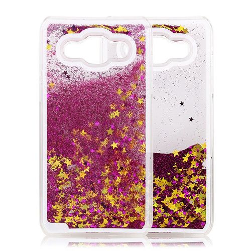 Coque Case Liquide Samsung Galaxy J5 Fushia Pailettes Etoiles Bling Diamant Stars