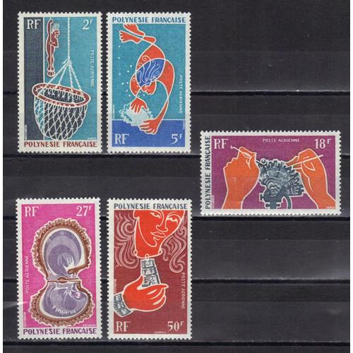 Polynesie Poste Aerienne 1970 : Huître Perlière - Série Entière De 5 Timbres À 102 F. Neufs ** Cote 41,90 