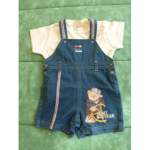 Ensemble Vêtement Absorba Salopette Courte + T-Shirt Taille :12 Mois