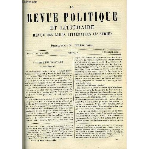 La Revue Politique Et Litteraire 10e Annee - 1er Semestre N°23 - Le Sacerdoge Par Albert Reville, Ethnographie De La France Iii Par E. Levasseur, Le Nouveau Roman De M. Disraeli Par Jeanne ...