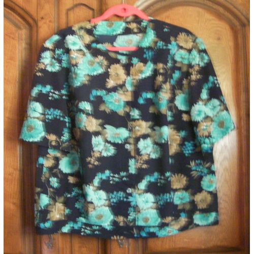 Top Fleuri Bleu - Taille 48