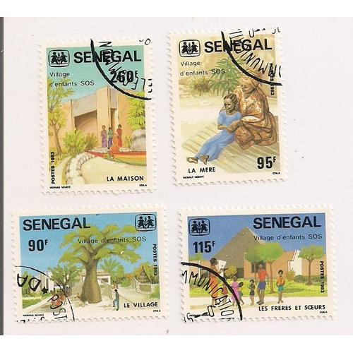 Sénégal- 4 Timbres Oblitérés Sos Villages D' Enfants