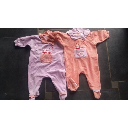 Lot De 2 Pyjamas Cocoon 3 Mois Violet Et Rose