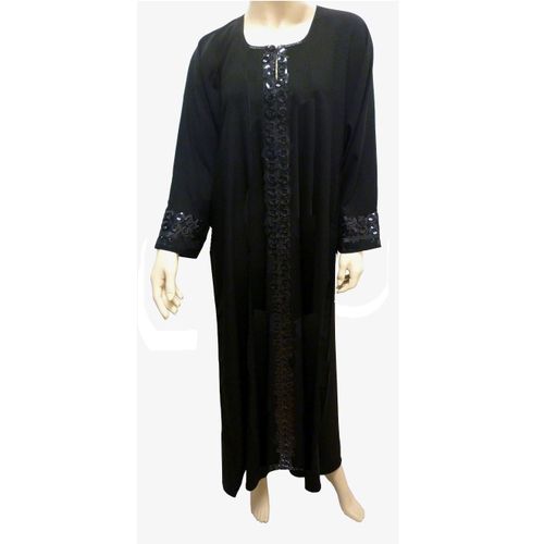 Robe A Boutons Tunique Longue Style Arabe Brodee De Broderie Musulmane Kimono Manches Gilet Long Noir Poignet Broderi Abaya Synthétique 44 Noire Cafetan Iqra Robe Abaya Polyamide Chic