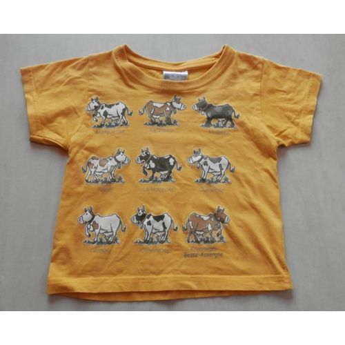 T-Shirt Manches Courtes Jaune Avec Des Vaches